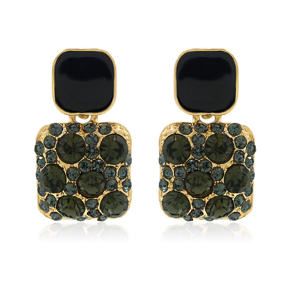 Black Stud Enamel Earrings